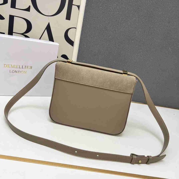 Demellier Vancouver Taupe Suede Crossbody Bag